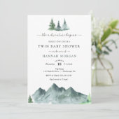 Invitation L'aventure commence à Baby shower jumeau Invitatio (Debout devant)