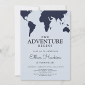 Invitation L'aventure commence Anniversaire World Travel Map  (Devant)