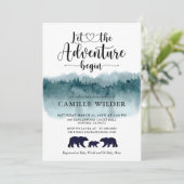 Invitation L'aventure commence aquarelle Montagnes Ours (Debout devant)