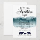 Invitation L'aventure commence aquarelle Montagnes Ours (Devant / Derrière)