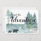 Invitation L'aventure commence aquarelle Ours Baby shower (Devant)