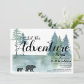 Invitation L'aventure commence aquarelle Ours Baby shower (Debout devant)