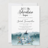 Invitation L'aventure commence Baby shower bleu Dusty (Devant)