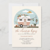 Invitation L'aventure commence Baby shower Boho Pink Camper (Devant)