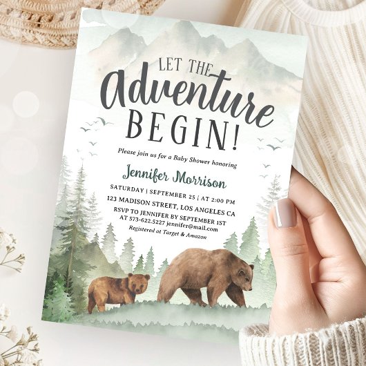 Invitation L'aventure commence Baby Shower Bois