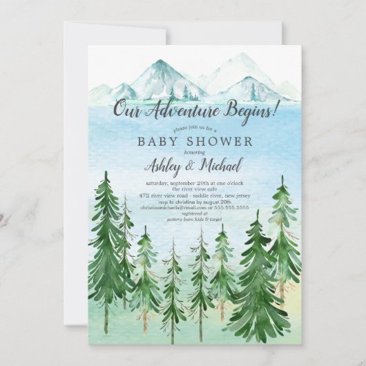 Invitation L'aventure commence baby shower garçon (Devant)