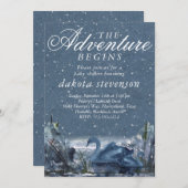 Invitation L'aventure commence | Baby shower Rustique Snowy B (Devant / Derrière)