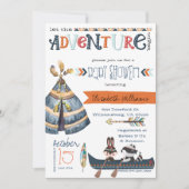 Invitation L'aventure commence - Baby shower tribal (Devant)