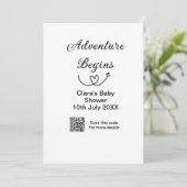 Invitation L'aventure commence bébé douche scannez code QR cœ (Debout devant)