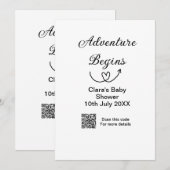 Invitation L'aventure commence bébé douche scannez code QR cœ (Devant / Derrière)