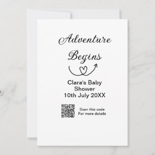 Invitation L'aventure commence bébé douche scannez code QR cœ
