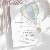 Invitation L'aventure commence Blue Hot Air Baby shower