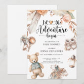Invitation L'aventure commence Boho Baby shower genre neutre (Devant / Derrière)