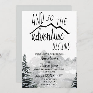 Invitation L'aventure commence donc Rustic Mountain Mariage