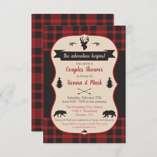 Invitation L'Aventure Commence ! Douche pour couples de Buffa (Devant / Derrière)