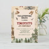 Invitation L'aventure commence Explorer Boy Anniversaire (Debout devant)