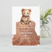 Invitation L'aventure commence Fête de bébé garçon en forêt (Debout devant)
