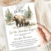 Invitation L'aventure commence Fête de bébé Ours garcon