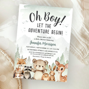 Invitation L'aventure commence Fête prénatale Garçon Bois