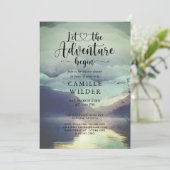 Invitation L'aventure commence Forest Mountain Lake Baby show (Debout devant)