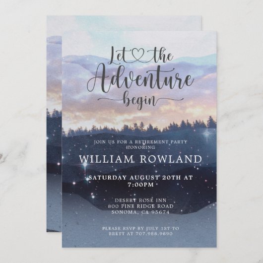 Invitation L'aventure commence Forêt Thème de la partie de re (Devant / Derrière)