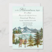 Invitation L'aventure commence garçon Rustic Deer Baby shower (Devant)
