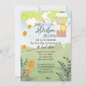 Invitation L'aventure commence Hot Air Balloon 1ère communion (Devant)