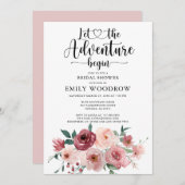 Invitation L'aventure commence la Fête des mariées florale (Devant / Derrière)