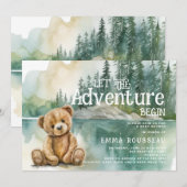 Invitation L'aventure commence le Baby shower de l'ours en pe (Devant / Derrière)