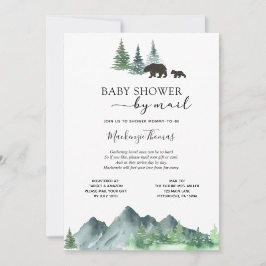 Invitation L'aventure commence le Baby shower de l'ours par l (Devant)