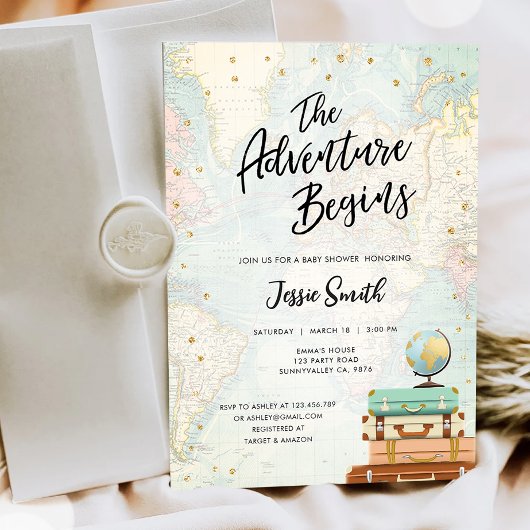 Invitation L'aventure commence le Baby shower des couples de 