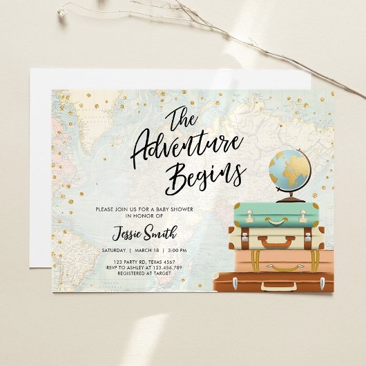 Invitation L'aventure commence le Baby shower des couples de 