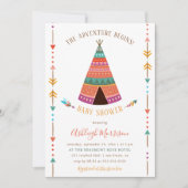 Invitation L'aventure commence le Baby shower TeePee Tribal m (Devant)
