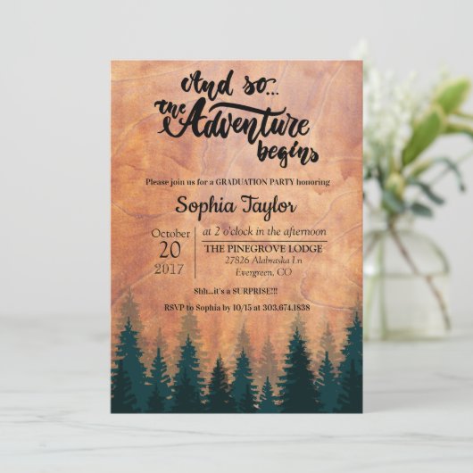 Invitation L'aventure commence l'invitation à la graduation (Debout devant)