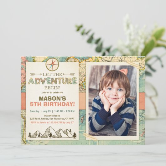 Invitation L'aventure commence l'invitation Anniversaire Plan (Debout devant)
