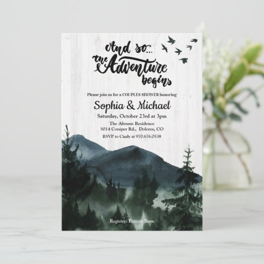 Invitation L'Aventure Commence L'Invitation De Douche Couples (Debout devant)