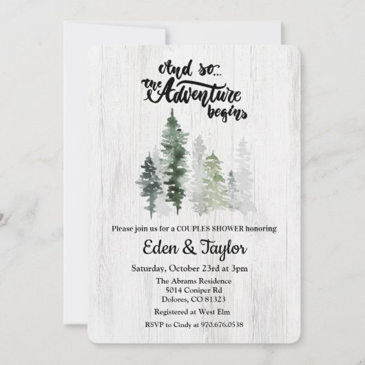 Invitation L'Aventure Commence L'Invitation De Douche Couples (Devant)