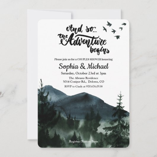 Invitation L'Aventure Commence L'Invitation De Douche Couples (Devant)