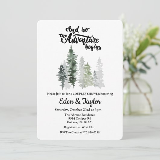 Invitation L'Aventure Commence L'Invitation De Douche Couples (Debout devant)