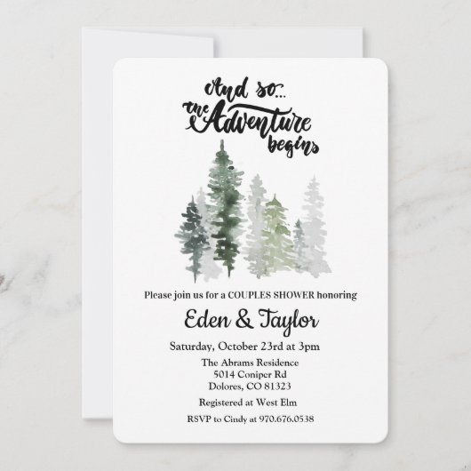 Invitation L'Aventure Commence L'Invitation De Douche Couples (Devant)