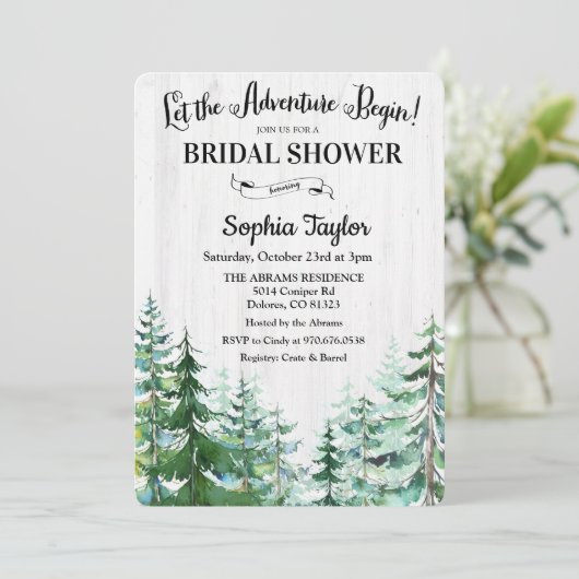 Invitation L'aventure commence l'invitation de la douche nupt (Debout devant)