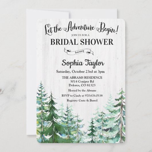 Invitation L'aventure commence l'invitation de la douche nupt (Devant)