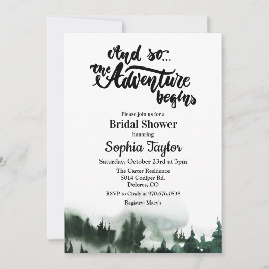 Invitation L'aventure commence l'invitation de la douche nupt (Devant)