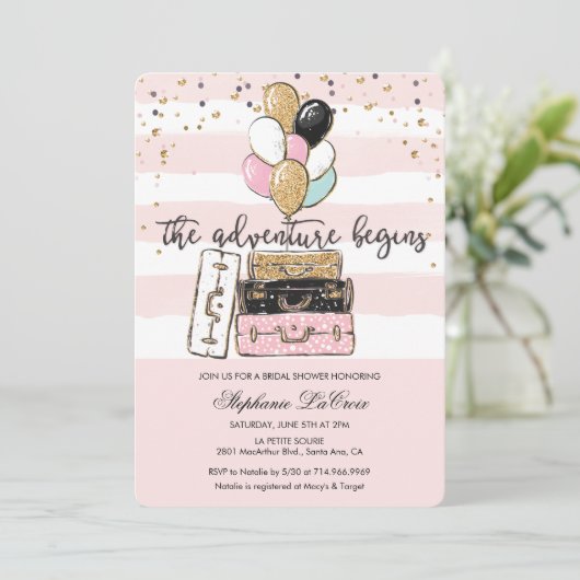 Invitation L'aventure commence l'invitation de la douche nupt (Debout devant)