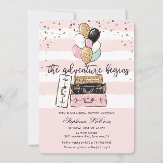 Invitation L'aventure commence l'invitation de la douche nupt (Devant)