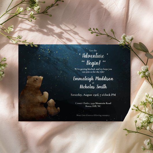 Invitation L'aventure commence Mariage informel de soirée