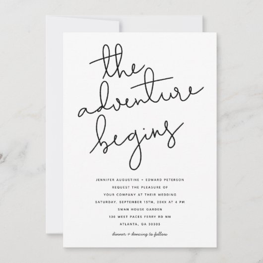 Invitation l'aventure commence mariage moderne (Devant)