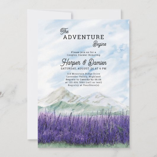Invitation L'aventure commence Mountain Lavender Couples Douc (Devant)