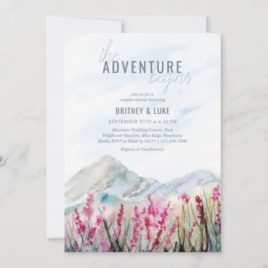 Invitation L'aventure commence Mountain Meadow Couples Douche (Devant)