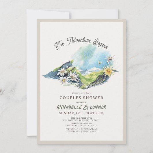 Invitation L'aventure commence Mountain Range Couples Douche (Devant)